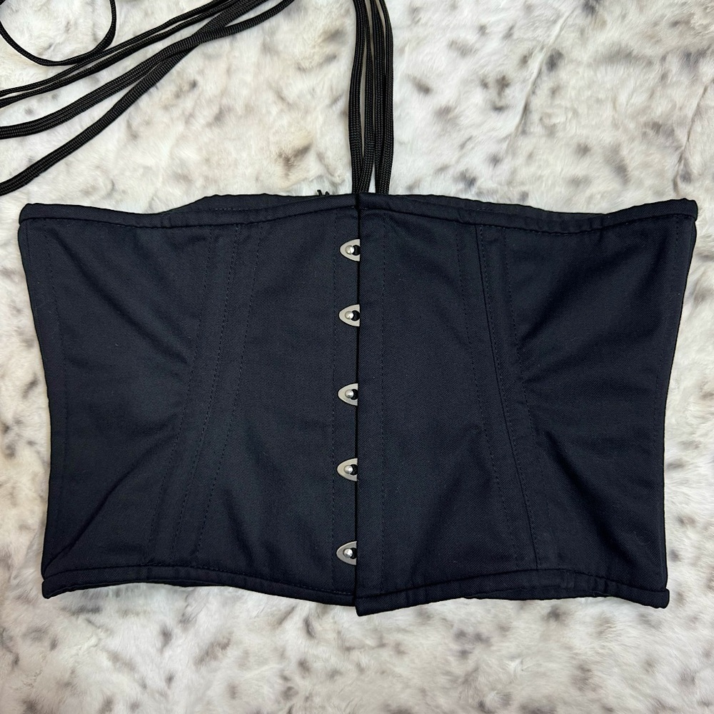 Snatched by A.D corset metal boning waist trainer cinch lace up tie back black